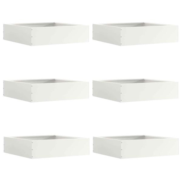vidaXL Raseneinfassung 6 pcs Weiß 50 x 50 x 13 cm Stahl, 874719