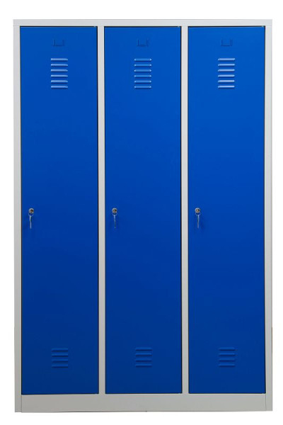 Gürkan Garderobenschrank, 50 x 118,5 x 180 cm, Lichtgrau, Enzianblau, EU Zylinderschloss, Trennwand innen fest, WRD/3.18120, 105456