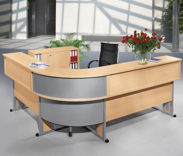 Deskin Theke MULTI M, Buchedekor, Gestell Alusilber, 208196