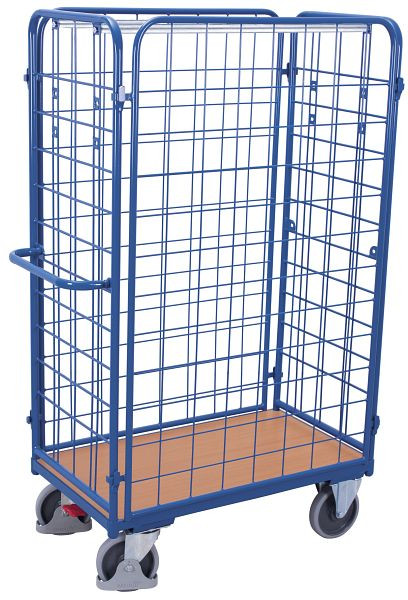 VARIOfit Paket-Vierwandwagen hoch, Ladefläche: 850 x 500 mm, RAL 5010 enzianblau, sw-500.405