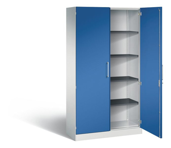 C+P Flügeltürenschrank Asisto, H1980xB1000xT435mm, Farbe: Lichtgrau / Enzianblau, Bügelgriff, 5 OH, 141002-000 S10264