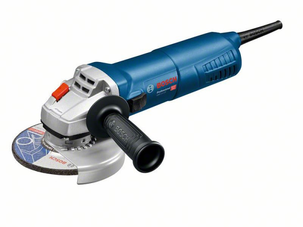 Bosch Winkelschleifer GWS 11-125, 240 V, Zusatzhandgriff + Handwerkerkoffer, 060179D003