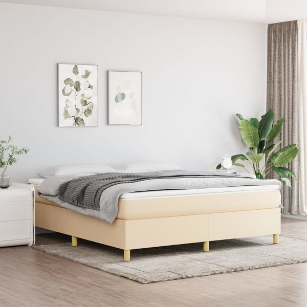vidaXL Boxspringbett mit Matratze Creme 160x200 cm Stoff, 3144535