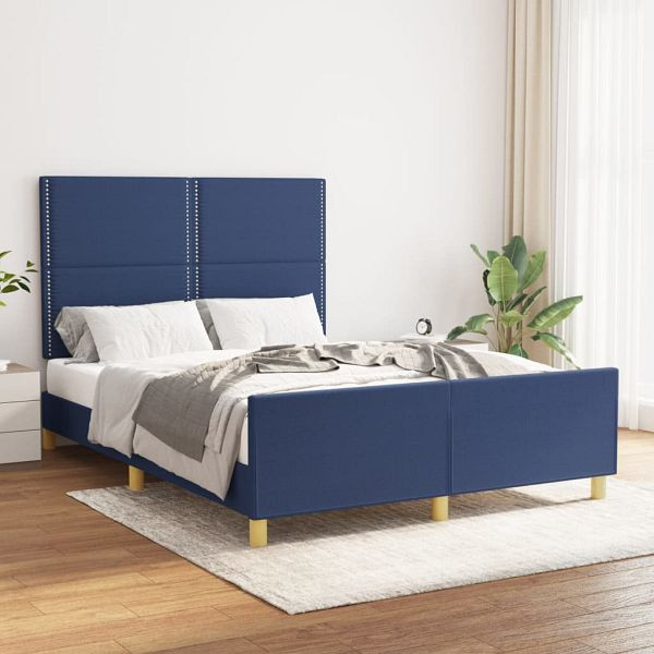 vidaXL Bettgestell mit Kopfteil Blau 140x200 cm Stoff, 3124982