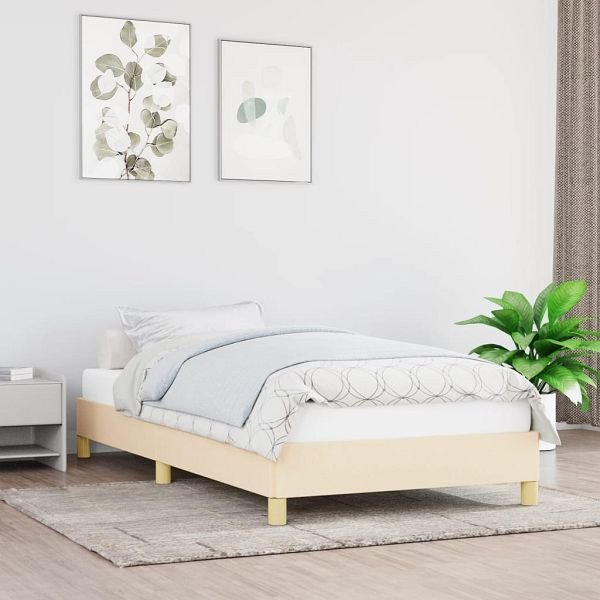vidaXL Bettgestell Creme 90x200 cm Stoff, 346791, 8720287168409