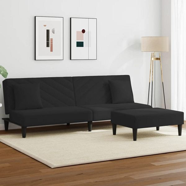 vidaXL 2-tlg. Sofagarnitur mit Kissen Schwarz Samt, 3216265