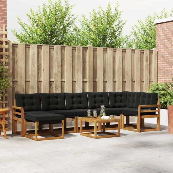 vidaXL Outdoor-Sofagarnitur mit Kissen 8-teilig Natürlich und Schwarz, 3368907