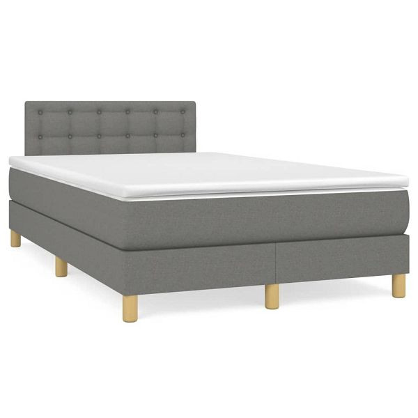 vidaXL Boxspringbett mit Matratze Dunkelgrau 120x190 cm Stoff, 3269801