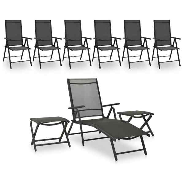 vidaXL 9-tlg. Garten-Lounge-Set Schwarz und Anthrazit, 3070643
