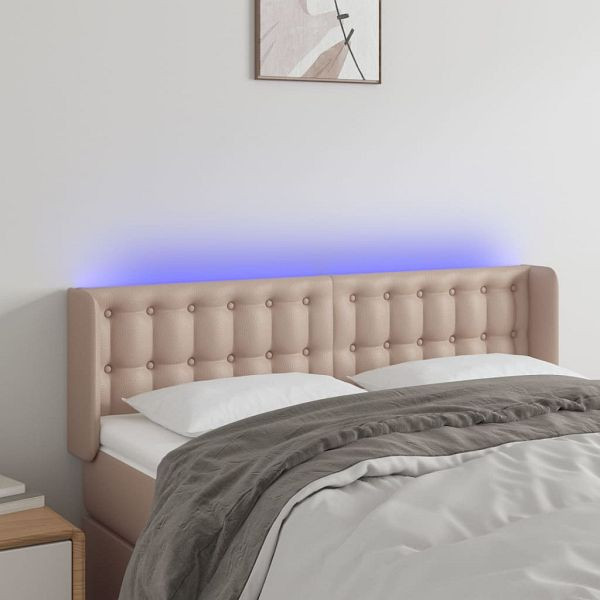 vidaXL LED Kopfteil Cappuccino-Braun 147x16x78/88 cm Kunstleder, 3123331