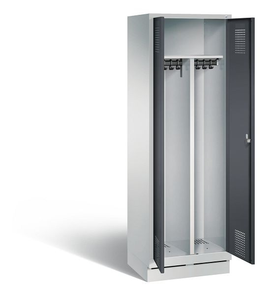 C+P Schwarz-Weiss-Spind Evolo, H1800xB610xT500mm, Farbe: Lichtgrau / Schwarzgrau, 48022-20 S10053