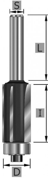 Edessö Bündigfräser HW Z3 mit Kugellager, A: 12,7, B: 25,4, GL 68, C: 8, 107425408