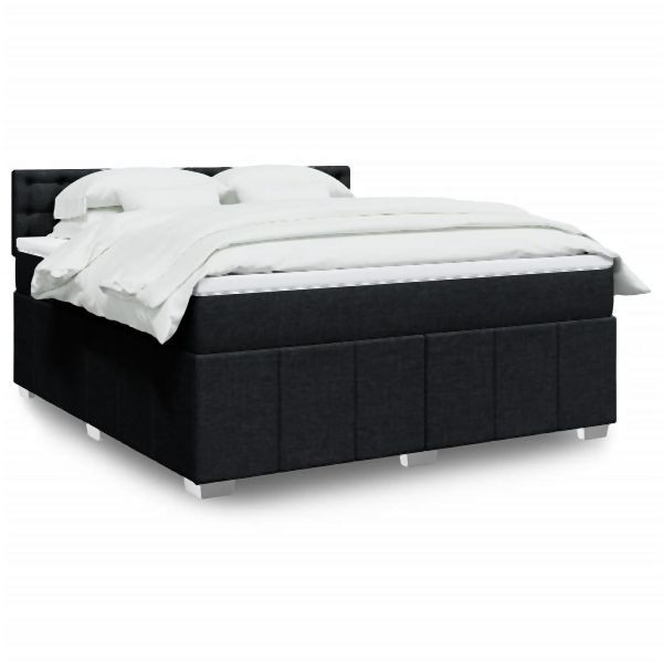 vidaXL Boxspringbett mit Matratze Schwarz 180x200 cm Stoff, 3289463