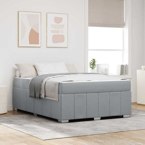 vidaXL Bettgestell mit Matratze Hellgrau 140 x 200 cm Stoff, 3398286