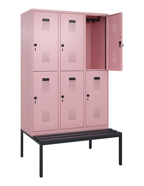 C+P Doppelstock-Spind Evolo PLUS, Bank, 6 Fächer, 2120x1200x815mm, 3015/3015, Drehriegel, Sitzfläche Kunststoff, Sitzbank, 0493507-32 S10105