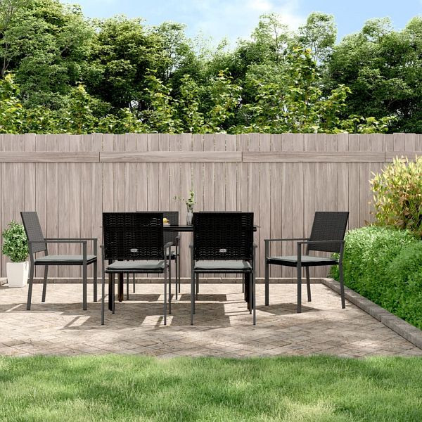 vidaXL 7-teilig Garten-Essgruppe mit Kissen Poly Rattan und Stahl, 3187022
