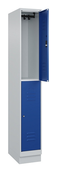 C+P Doppelstock-Spind Classic PLUS, Sockel, 1 Abteil, 1950x300x500mm, 7035/5010, 080320-10 S10018