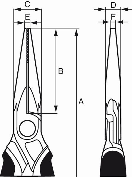 Bahco Flachrundzange, ergo, brüniert, 180 mm, ohne Schneidkante, 2431G-180