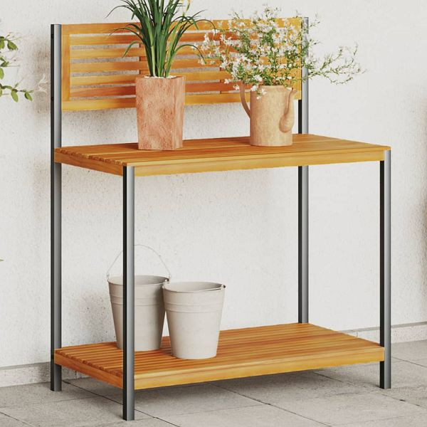 vidaXL Garten-Arbeitstisch 90x50x110 cm Massivholz Akazie und Stahl, 367619