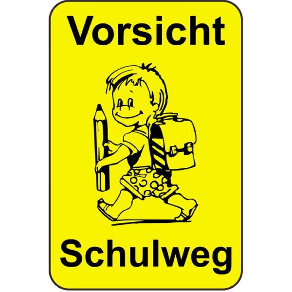 Stein HGS Kinderhinweisschild/Verkehrszeichen Vorsicht Schulweg, 500x750mm, Grund: gelb lackiert, 14771