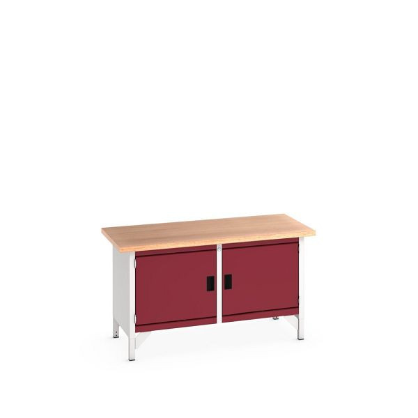 bott cubio Kastenwerkbank mit 2 Türen, Multiplex-Arbeitsplatte, BxTxH: 1500x750x840mm, Purpurrot, 41002022.24V