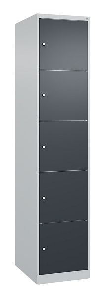 C+P Schließfachschrank Classic PLUS, 1850x400x500mm, 7035/7016, mit 5 Fächern, 080000-125 S10007