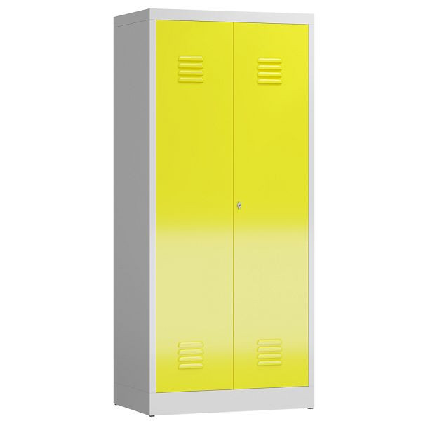 Lüllmann ClassiX Mehrzweckspind, 2 Abteile, 1800 x 800 x 500 mm, lichtgrau/zinkgelb, X-515716