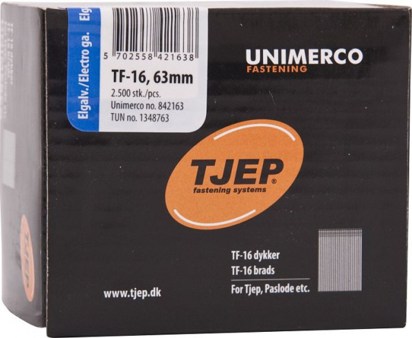 TJEP TF16 63mm Brads, verzinkt Box 2.500 Stück, Brads und Stifte, 842163