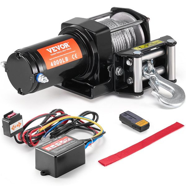 VEVOR Elektrische Seilwinde 12V 1814kg Elektrowinde Motorwinde Offroadwinde IP55, ATVGSSJPYXWXEJRPBV9