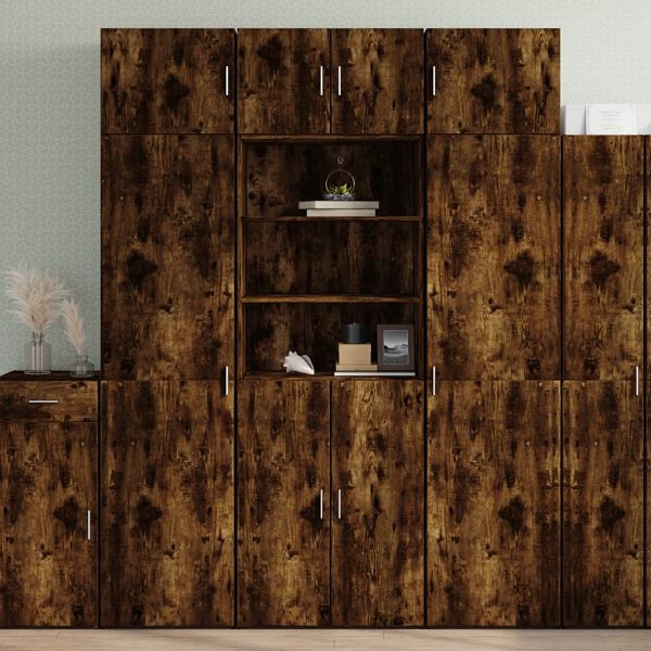 vidaXL Highboard Räuchereiche 70x42,5x185 cm Holzwerkstoff, 3281375