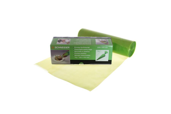 Schneider EW-Spritzbeutel, ECO, geschlossene Spitze, 470 x 230 mm, 70 µ gerollt, Farbe grün, VE: 100 Stück/Box, 391810