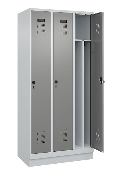 C+P Spind Evolo PLUS, mit Sockel, 3 Abteile, 1950x900x500mm, 7035/0004, Verschluss Drehriegel, 049020-30F S10014