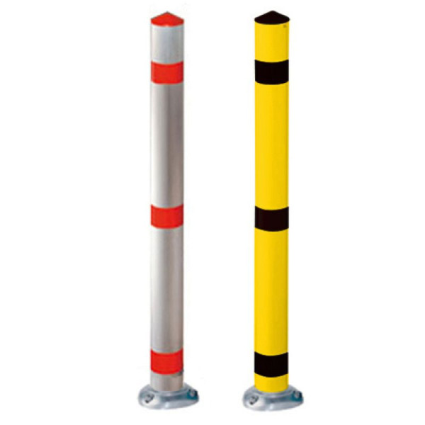 Stein HGS Absperrpfosten -Acero-, zum Aufdübeln, umlegbar mit DK mittig, und PZ oben, gelb mit 3 schwarzen Reflexstreifen, 19842-sg