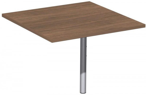 geramöbel Verkettungsplatte Volleck 90° mit Stützfuß, mit Kabelführung, höhenverstellbar, 800x800x680-820, Nussbaum/Silber, N-647008-NS