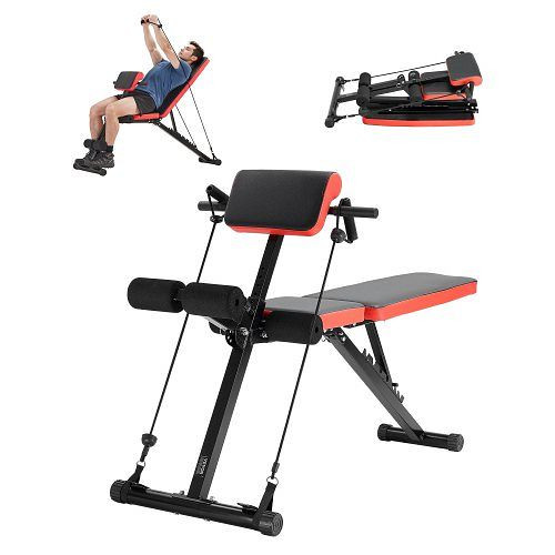 VEVOR Hantelbank 350 kg, verstellbar & faltbar, Hyperextensionsbank, römischer Stuhl, Rückentrainer, Sit-Up-Gerät, Schwarz, ZDKLMYAX300LUGKWBV0