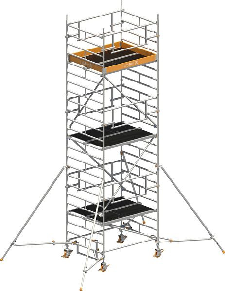 Layher Gerüst Uni Kompakt P2 SAFETY PLUS mit Doppelgeländer und Gerüststützen, Max. Plattformhöhe: 5,20 m, 1425025