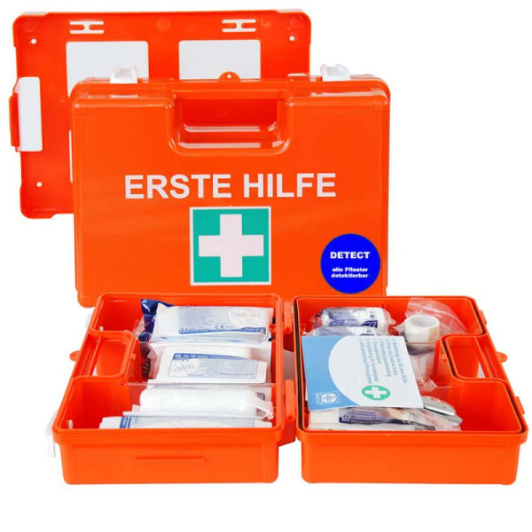 Stein HGS Verbandkoffer -Domino detect-, Inhalt nach DIN 13157, 280x200x115mm, für den Lebensmittel-Bereich, 33266