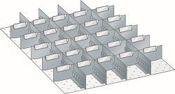 LISTA Set Schlitzwände und Trennbleche 27x36E (BxTxFH) 459x612x50mm, 4 Schlitzwände, 15 Trennbleche 5E, 10 Trennbleche 6E, 100.234.000