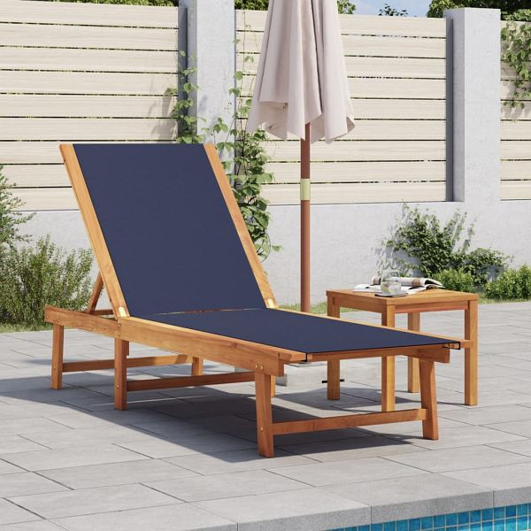 vidaXL Sonnenliege mit Tisch Blau Massivholz Akazie und Textilene, 4008418