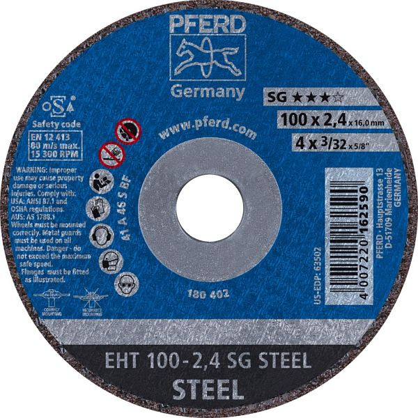 Pferd Trennscheibe EHT 100-2,4 SG STEEL/16,0, VE: 25 Stück, 61340116
