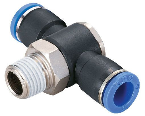 timmer B-TVTEdk-8-3/8-KU, T-Verteiler-Einschraubverschraubung mit konischem Gewinde, Schlauch-Ø: 8 mm, Gewinde: 3/8", VE: 5 Stück, 03181610