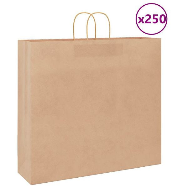 vidaXL Papiertragetaschen 250 Stk. mit Henkeln Braun 54x15x49 cm, 4101598