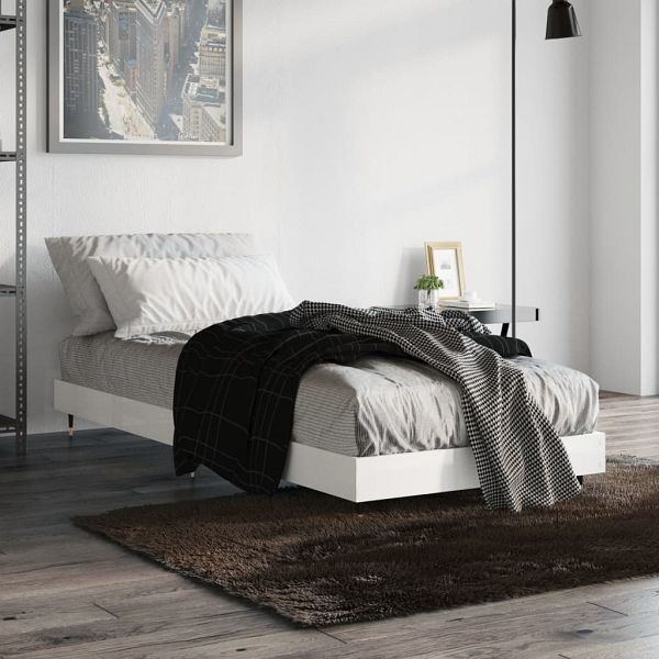 vidaXL Bettgestell Hochglanz-Weiß 75x190 cm Holzwerkstoff, 832207