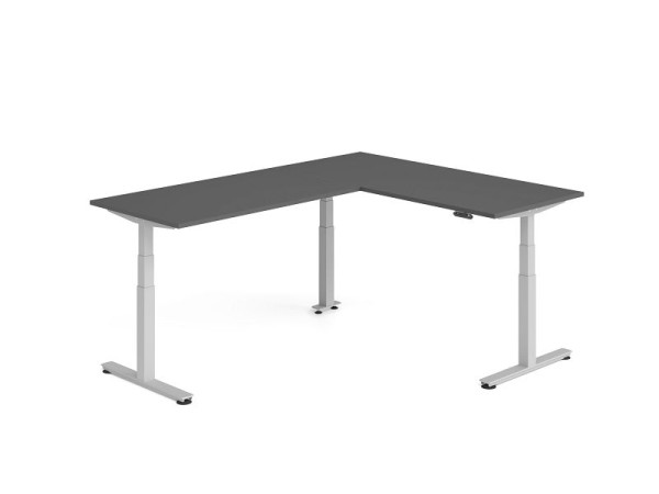 Hammerbacher Sitz-Steh-Winkeltisch 240x180cm Graphit/Silber, VXDSMW1916/G/S