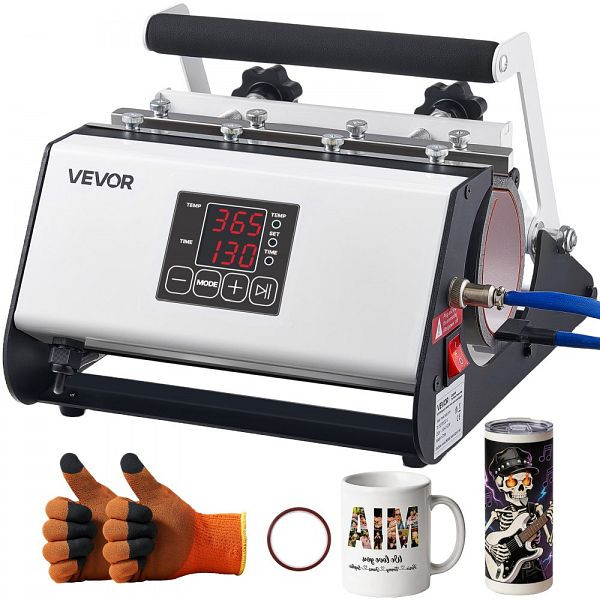 VEVOR Tassenpresse Becherdruckmaschine 887 ml Weiß inkl. Klebeband & Handschuhe, einfache Einstellung für Sublimationsdruck, SDKKBJ30OZAYYE140001V2