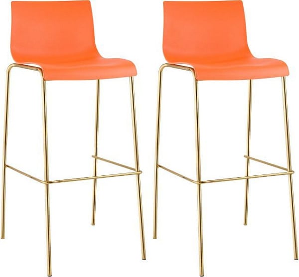 CLP Barhocker Hoover Kunststoff 4-Fuß Gold, orange, VE: 2 Stück, 327602