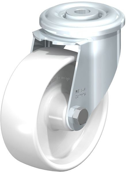Blickle LER-PPN 100G Stahlblech-Lenkrolle mit Rückenloch, Polypropylen, Weiß, 762887