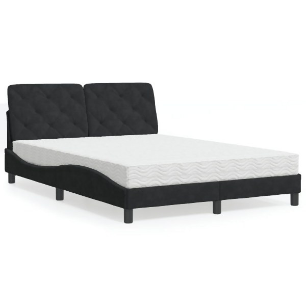 vidaXL Bett mit Matratze Schwarz 140x200 cm Samt, 3208660