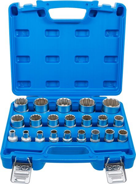 BGS Steckschlüssel-Einsatz-Satz Zwölfkant, Antrieb Innenvierkant 12,5 mm (1/2"), SW 8 - 36 mm, 21-teilig, 2267