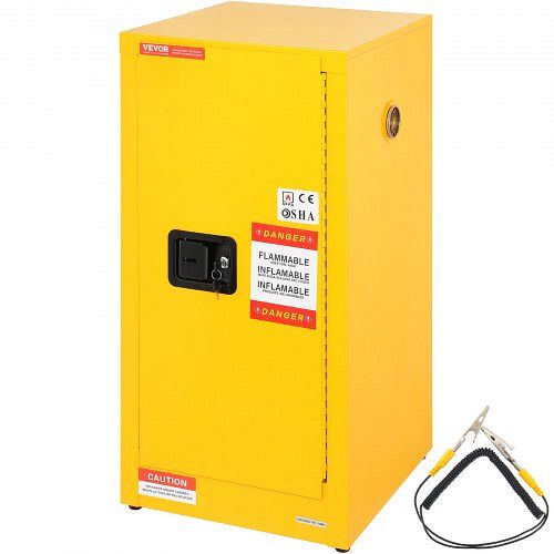 VEVOR Feuerlöschschrank feuerlöschfähiger brennbarer Lagerschrank (49,21 L) mit verstellbarem Regal, Feuerlöschschränke aus kaltgewalztem & verzinktem